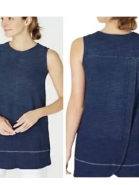 Navy Sleeveless Tunic Tank Top - Women's
